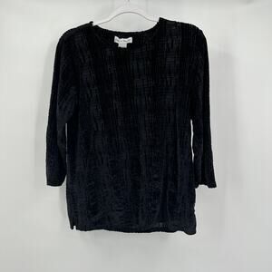 Womens Velvet Burnout Sheer Top Size L Textured Pattern‎ Evening Cocktail Party